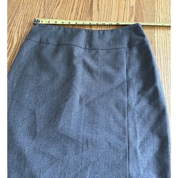 Prada Made In Italy Wool Skirt  Front Slit Side Zip Gray Career Size 44 Waist 30 - Picture 8 of 11